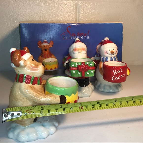 3 Christmas Tealight Holder Santa Snowman Reindeer - Picture 14 of 15